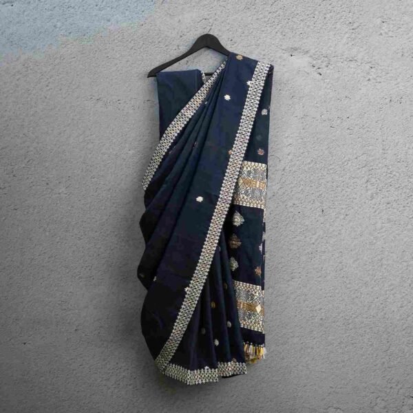 Raw Silk Cotton Saree - Twilight Gild