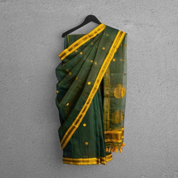 Raw Nuni Silk Saree - Olive Mist