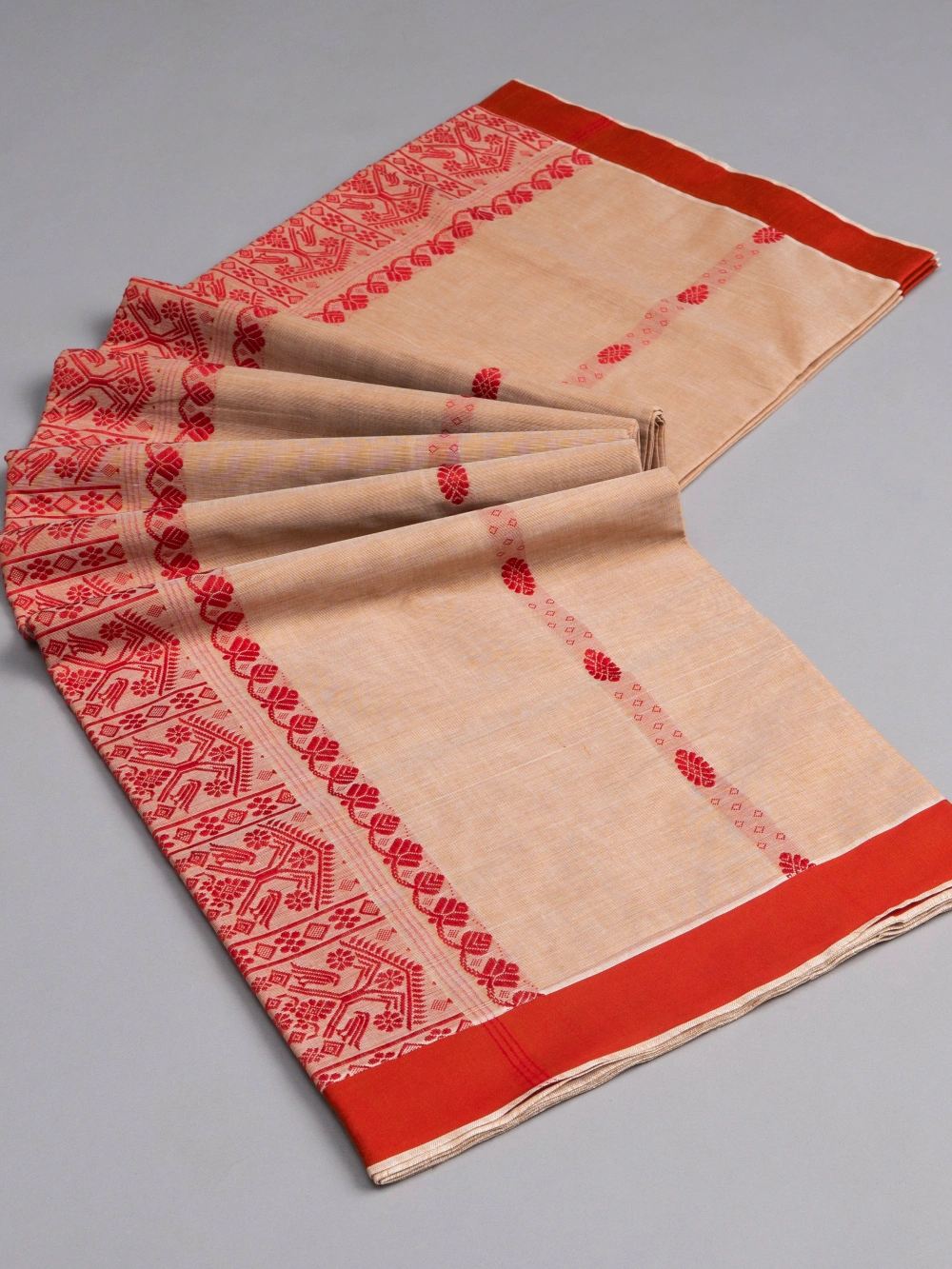 Cotton Saree – Beige Bloom-1