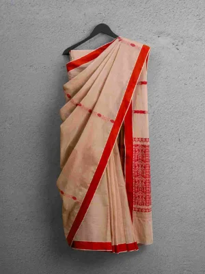 Cotton Saree – Beige Bloom