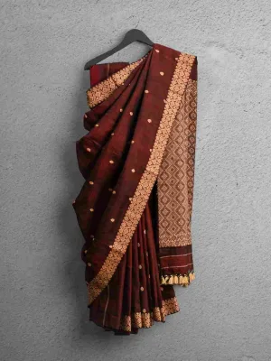 Nuni Silk Cotton Saree – Maple Glow