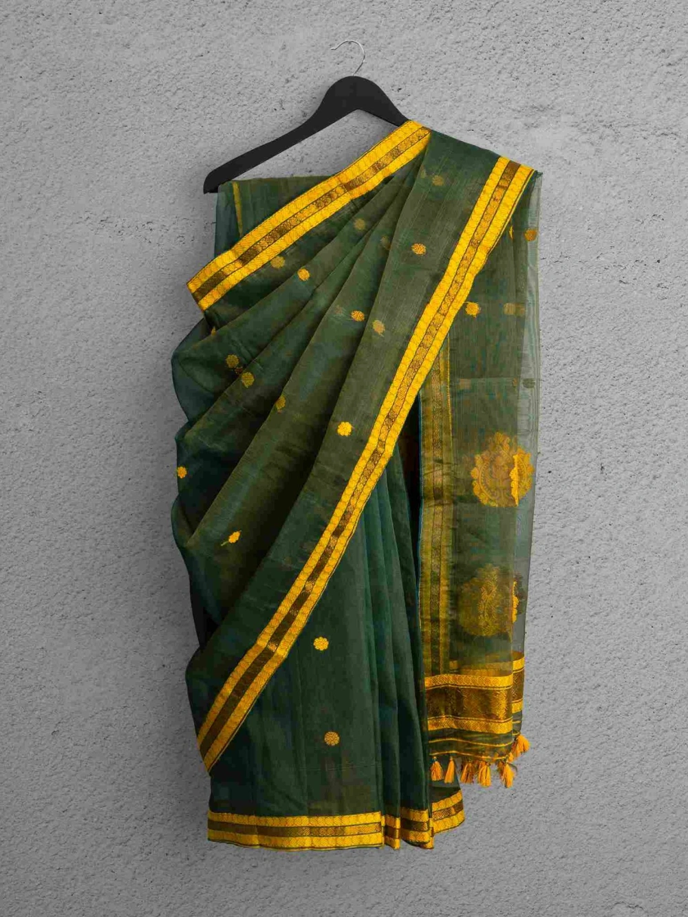 Raw Nuni Silk Saree – Olive Mist