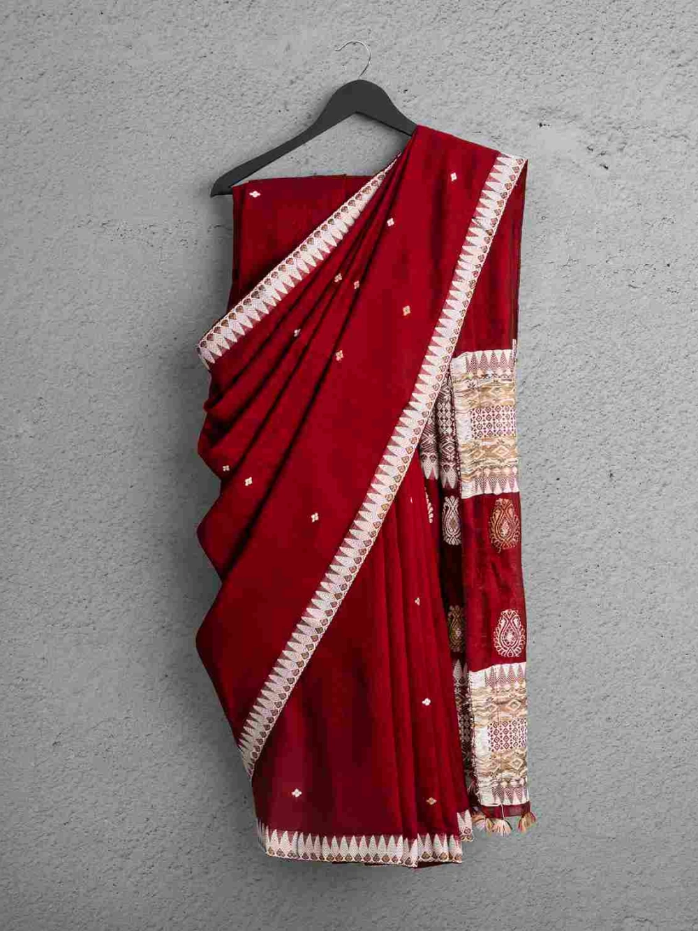 Staple Cotton Saree – Wine Blush