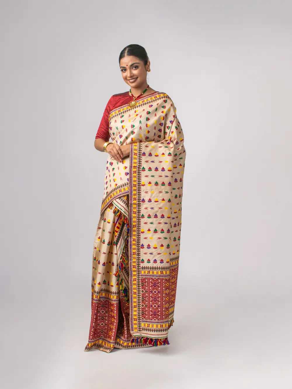 Premium Tussar Silk Sador Mekhela – Classic Design