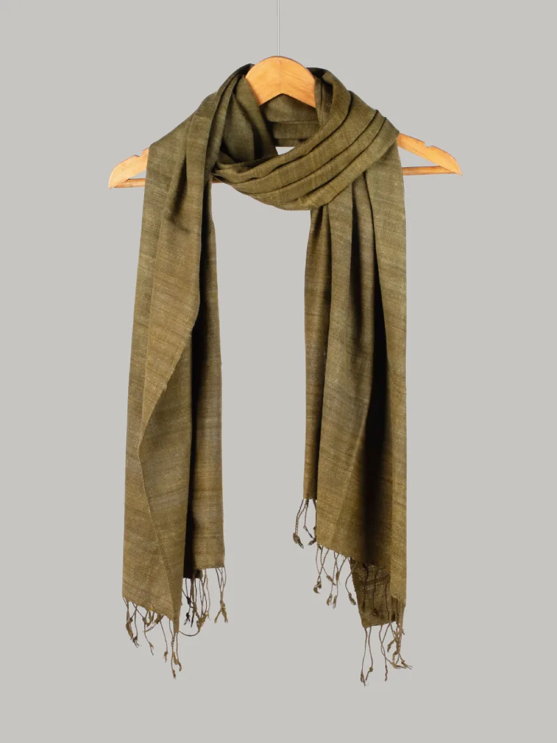 Natural Dye Plain Stole – Eri Silk DGreen