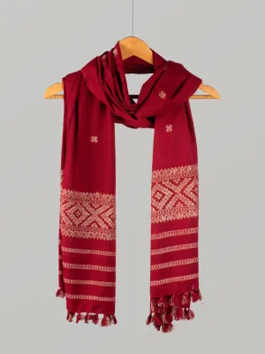 Natural Dyed Eri Stole with Ghisha Muga Thread Work