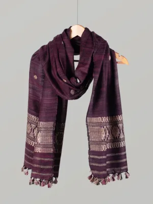 Natural Dyed Eri Stole with Ghisha Muga Thread Work