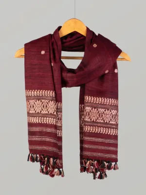 Natural Dyed Eri Stole with Ghisha Muga Thread Work